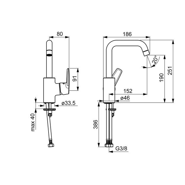 Praustuvo maišytuvas Oras Saga 3907F 1