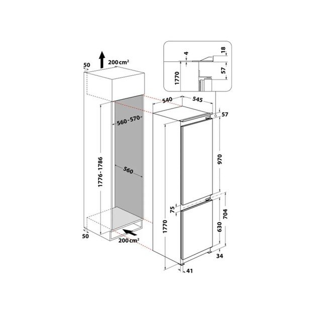 Įmontuojamas &scaron;aldytuvas Whirlpool WHC18D051A1