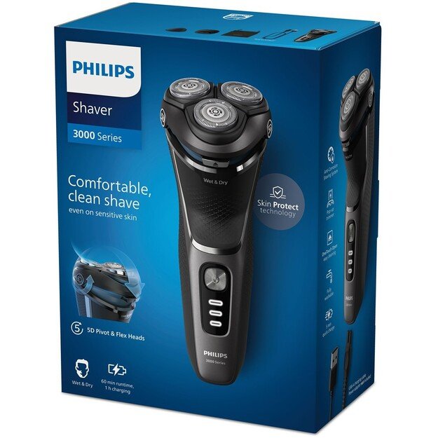Philips S3343/13 men s shaver Rotation shaver Trimmer Black, Chrome