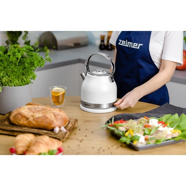 Zelmer ZCK7940 electric kettle 1.5 L 2200 W Stainless steel, White