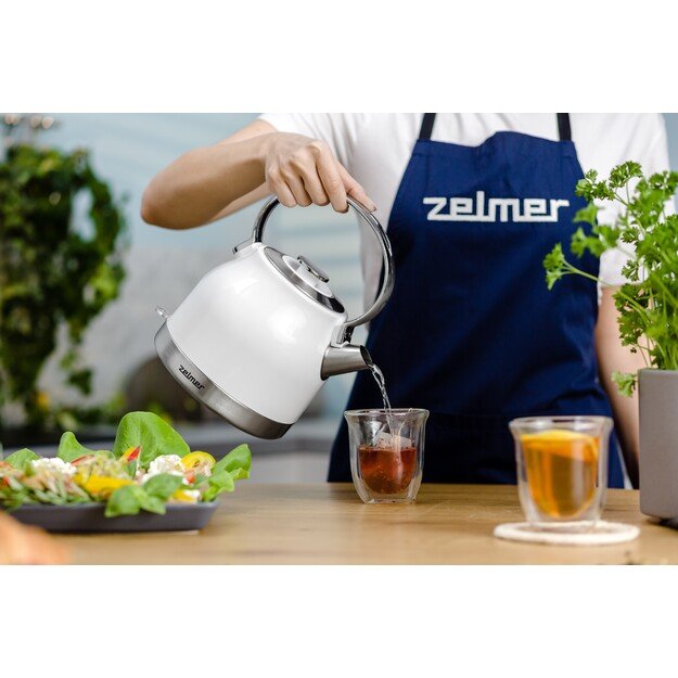 Zelmer ZCK7940 electric kettle 1.5 L 2200 W Stainless steel, White
