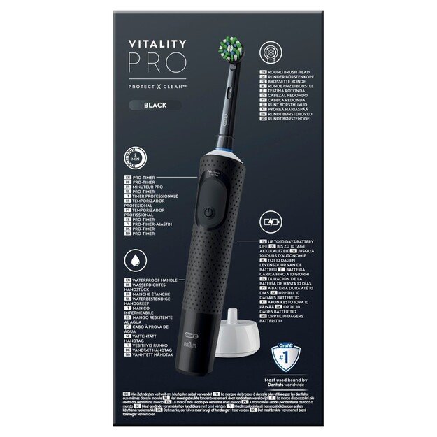 Oral-B Vitality Pro, Adult, Rotating toothbrush, Daily care, Sensitive, Black, 2 min, Battery