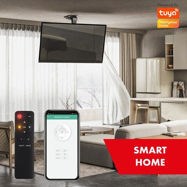 Maclean electric TV mount, ceiling mount, Tuya support, max. VESA 800x400, for TV 43-86 , max. 45kg, MC-110 T