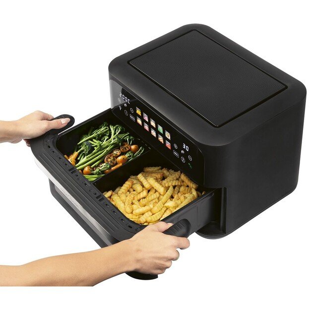 ProfiCook PC-FR 1313 H Double 10 L Stand-alone 2400 W Hot air fryer Black, Stainless steel
