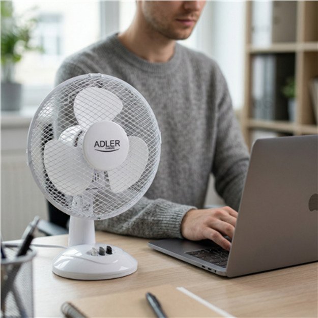 Adler | AD 7302 | Desk Fan | White | Diameter 23 cm | Number of speeds 2 | Oscillation | 22 W