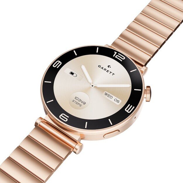 I&scaron;manusis laikrodis su lietuvi&scaron;ku meniu Garett Rose Gold Solid steel