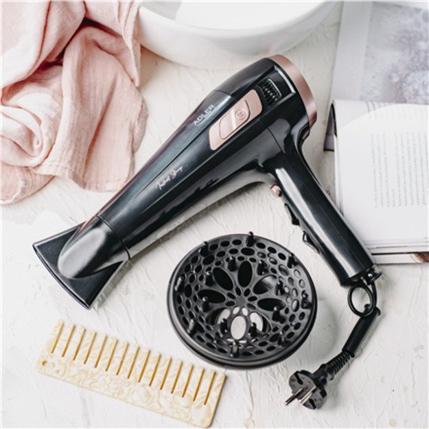 Adler Hair dryer with retractable power cord | AD 2283 | 2400 W | Number of temperature settings 3 | Diffuser nozzle | Black 1