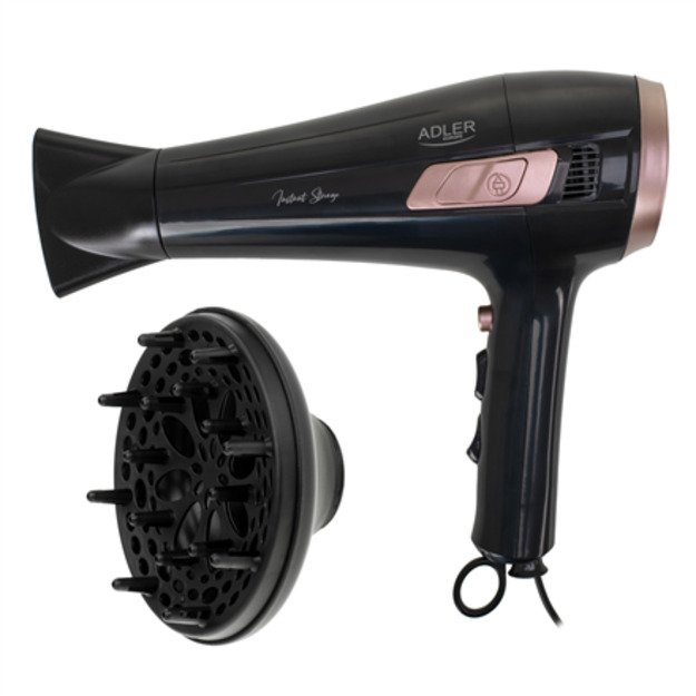 Adler Hair dryer with retractable power cord | AD 2283 | 2400 W | Number of temperature settings 3 | Diffuser nozzle | Black
