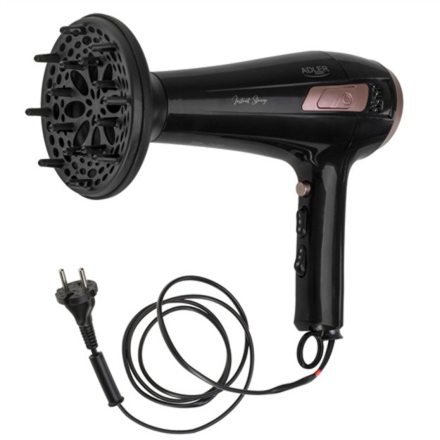 Adler Hair dryer with retractable power cord | AD 2283 | 2400 W | Number of temperature settings 3 | Diffuser nozzle | Black 9