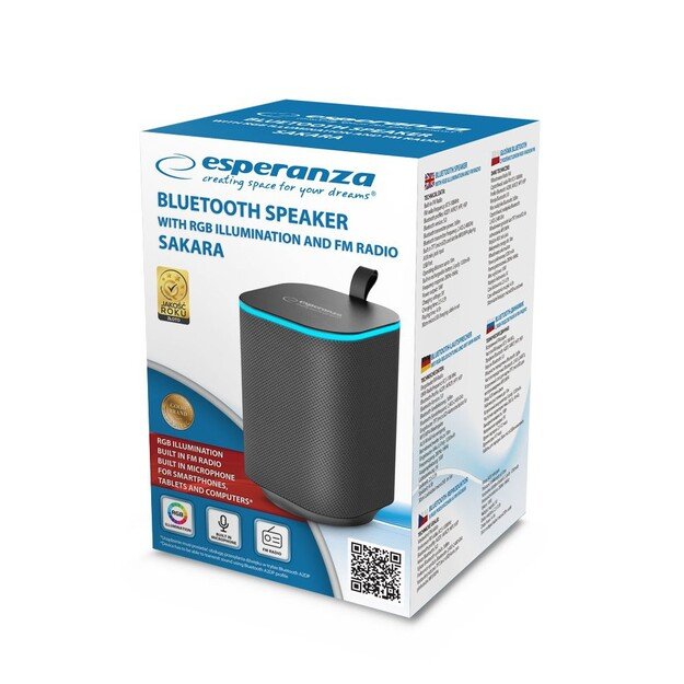 Esperanza EP155 BT FM LED RGB Speaker Black 10W 5