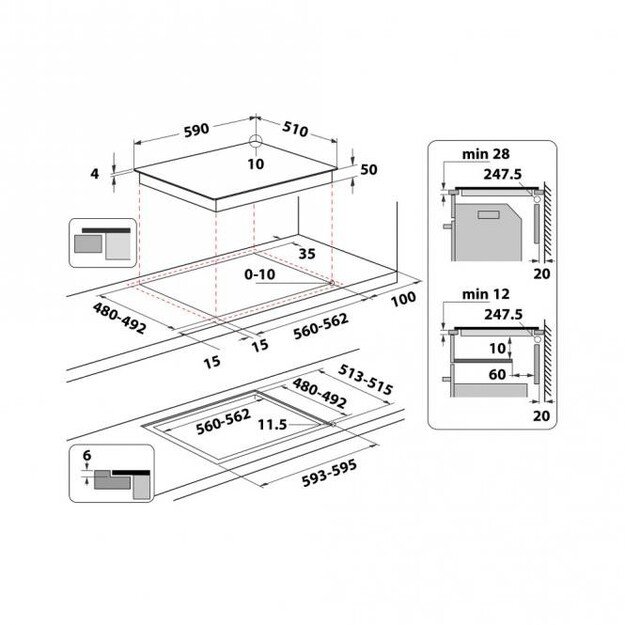 Whirlpool Hob | &lrm;WL S1360 NE | Induction | Number of burners/cooking zones 4 | Electronic | Timer | Black