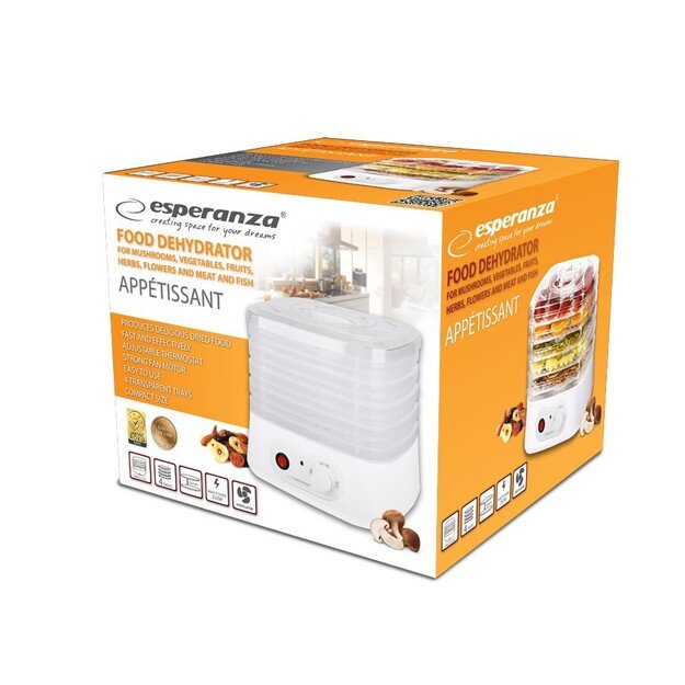 Esperanza EKD004 Food dehydrator,Transparent,White 250 W 1