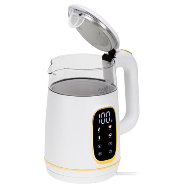 Adler Kettle with LED Display | AD 1305 | Electric | 2200 W | 1.7 L | Plastic | 360&deg; rotational base | White/Gold