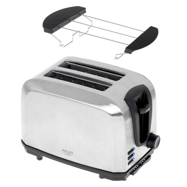 Adler Toaster AD 3222 Power 700 W Number of slots 2 Housing material Stainless steel Silver