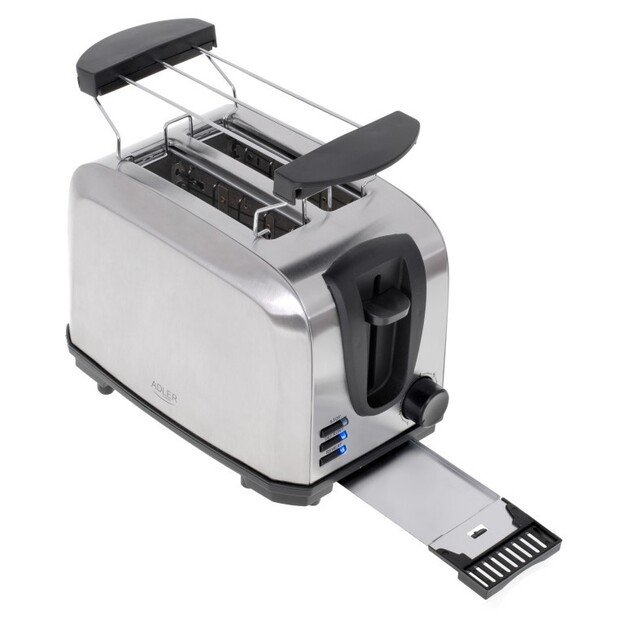 Adler Toaster AD 3222 Power 700 W Number of slots 2 Housing material Stainless steel Silver