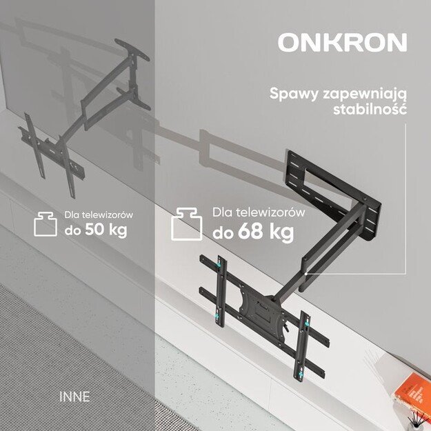 ONKRON Tilting and swiveling TV bracket for 40 -75  max 68 kg, black