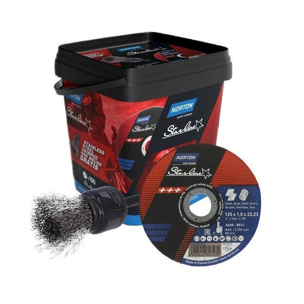 NORTON STARLINE CUTTING DISC A60R 125x1.0x22.23 /100 pieces +BRUSH BRUSH