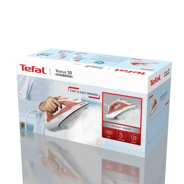 Tefal Virtuo 30 FV2C40E0 iron Dry & Steam iron Ceramic soleplate 2000 W Peach, White 7