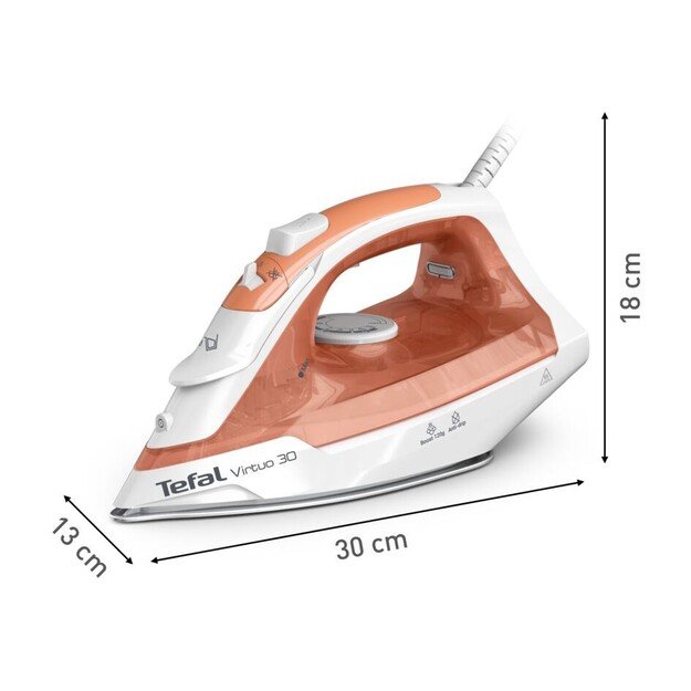 Tefal Virtuo 30 FV2C40E0 iron Dry & Steam iron Ceramic soleplate 2000 W Peach, White 9