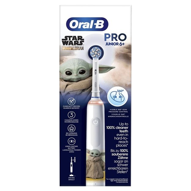 &bdquo;Braun Oral-B Junior Pro Grogu/Star Wars&ldquo; elektrinis dantų &scaron;epetėlis vaikams
