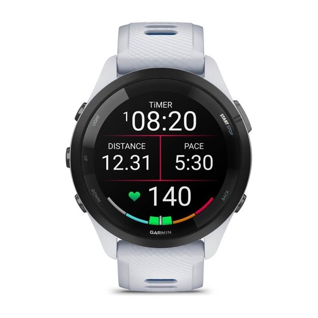 Garmin Forerunner 265 3.3 cm (1.3 ) AMOLED 46 mm Digital 416 x 416 pixels Touchscreen Black, White Wi-Fi GPS (satellite)