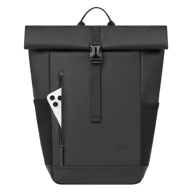 Rivacase Eden backpack Roll top backpack Black Polyester, PU leather
