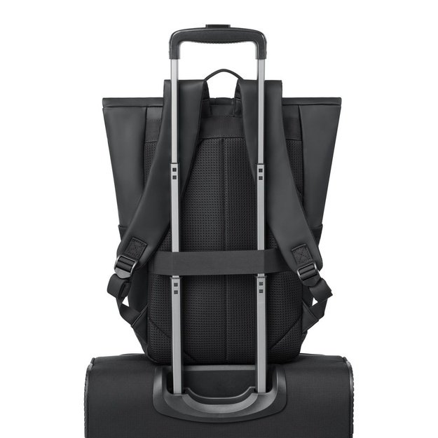 Rivacase Eden backpack Roll top backpack Black Polyester, PU leather