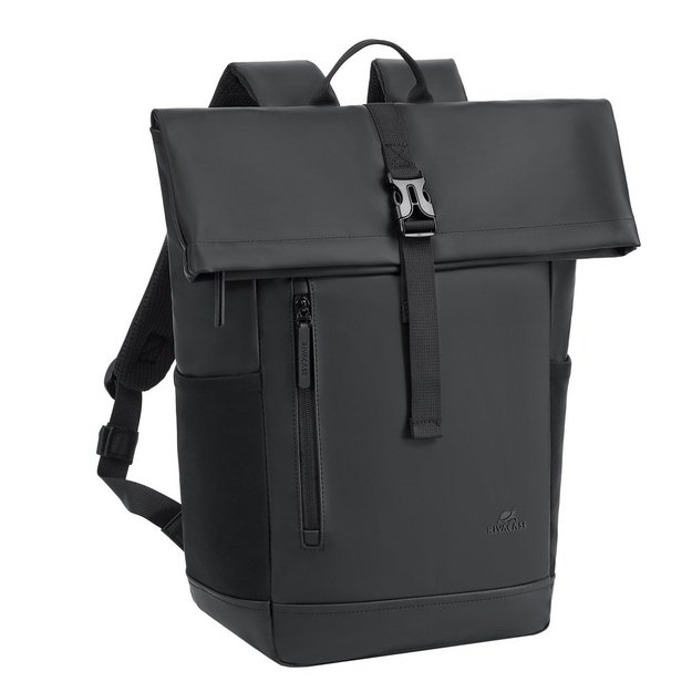 Rivacase Eden backpack Roll top backpack Black Polyester, PU leather