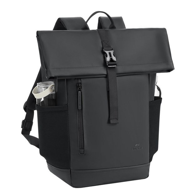 Rivacase Eden backpack Roll top backpack Black Polyester, PU leather