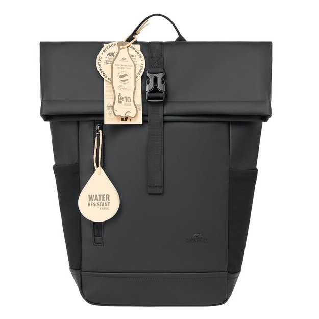 Rivacase Eden backpack Roll top backpack Black Polyester, PU leather