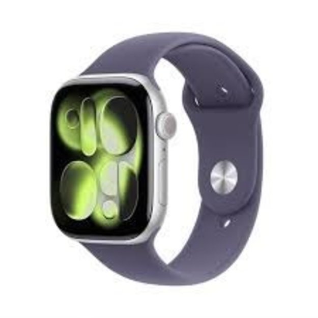 Apple Watch Series 11&Acirc;GPS + Cellular 46mm Silver Aluminium Case with Purple Fog Sport Band - M/L