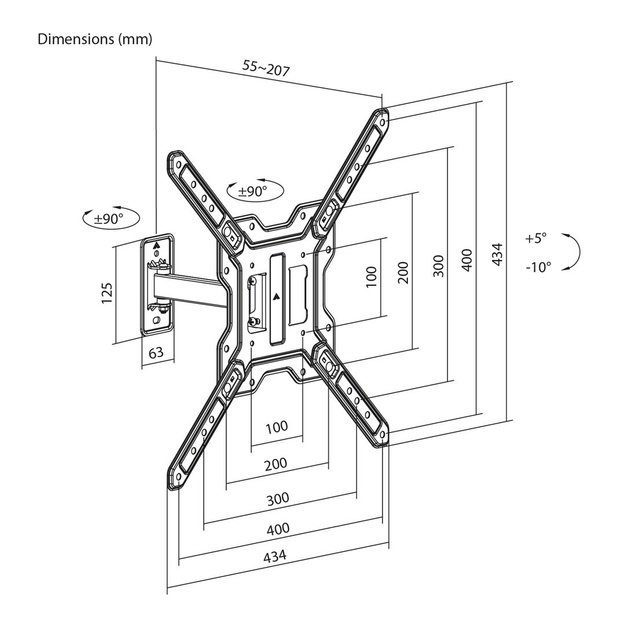 Maclean TV or Monitor Mount / Bracket, max. 23&ndash;65 , max. load 30 kg, universal, max. VESA 400x400, MC-758 N
