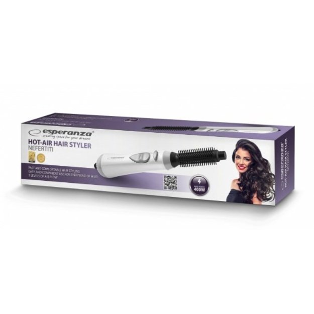 Rotating hair brush for hair Esperanza Nefertiti EBL001W (400W, white color)