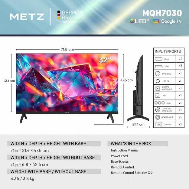 Metz MQH7030Z 81,3 cm (32 ) HD Ready Smart TV Black
