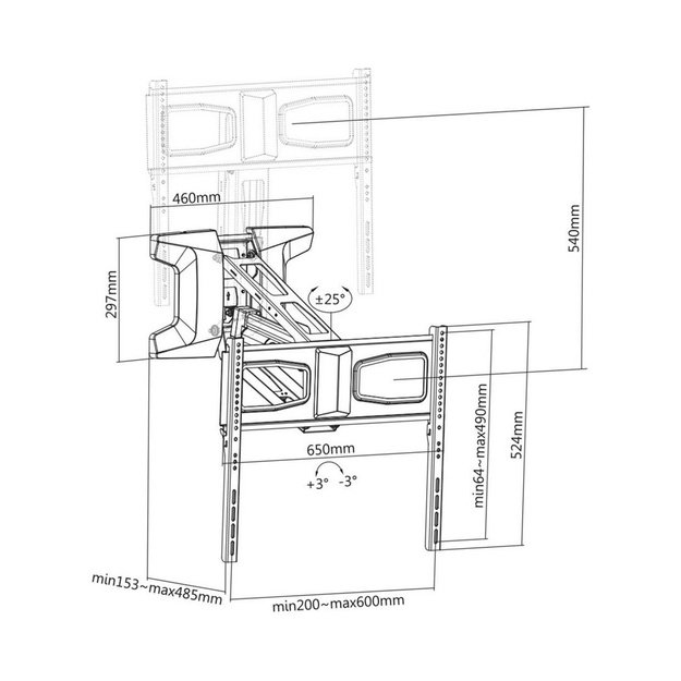 Maclean MC-891 Electric TV Wall Mount Bracket with Remote Control Height Adjustment 37   - 70  max. VESA 600x400 up to 35kg