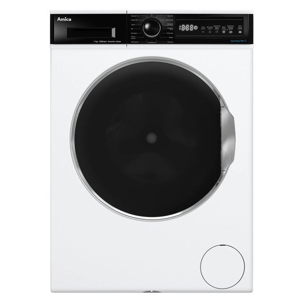Slim washing machine AMICA WA3S712ALiSHB 7 kg 1200 rpm | Steam PowerPro | LogicDrive | 15 programs
