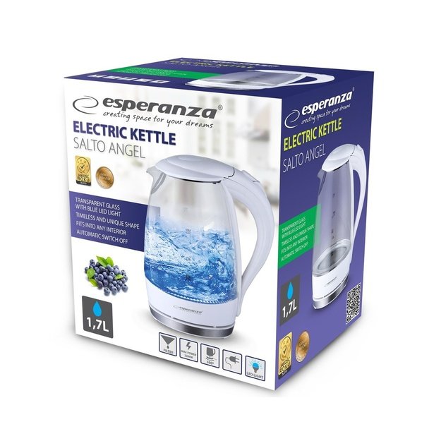 Kettle electric Esperanza Salto Angel EKK011W (2200W 1.7l, white color)