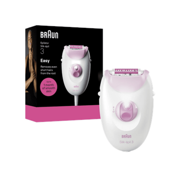 Braun Silk-&eacute;pil 3 SE3-000 Epilator, White/Pink