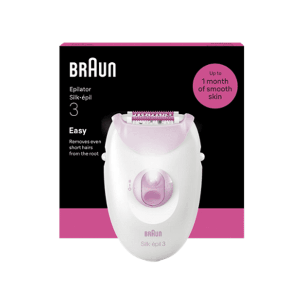 Braun Silk-&eacute;pil 3 SE3-000 Epilator, White/Pink