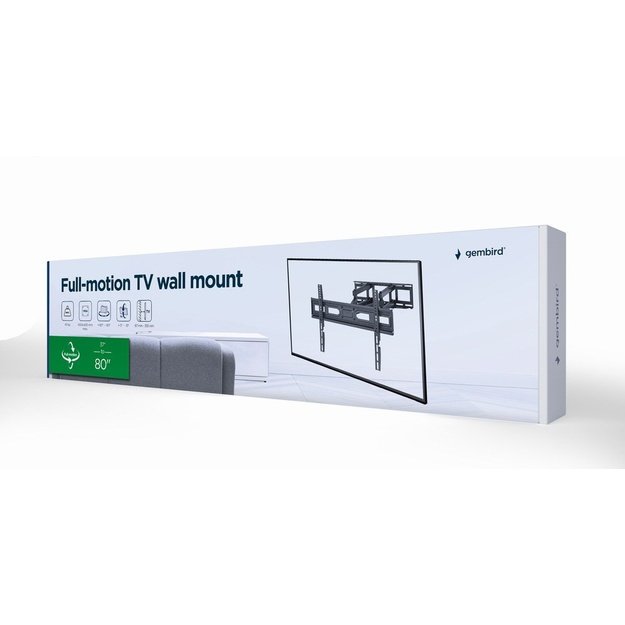 Gembird | Wall mount | WM-80ST-03 | Tilt, Swivel | 37-80   | Maximum weight (capacity) 40 kg | Black