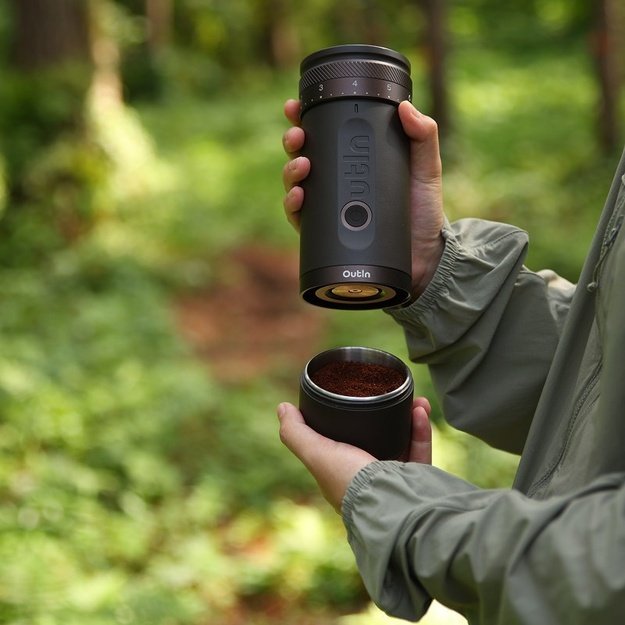 Portable electric coffee grinder OutIn Fino Tundra Brown
