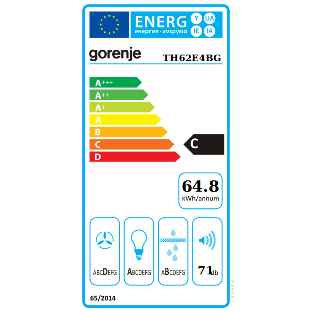 Gorenje TH62E4BG Semi built-in (pull out) Black 450 m&sup3;/h