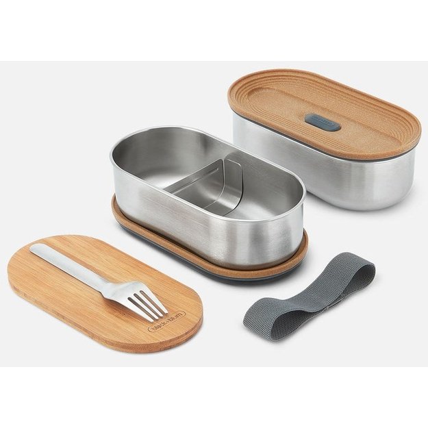 Set of 2 steel lunch boxes, grey