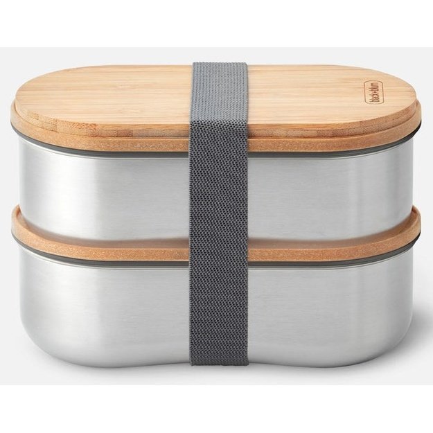 Set of 2 steel lunch boxes, grey