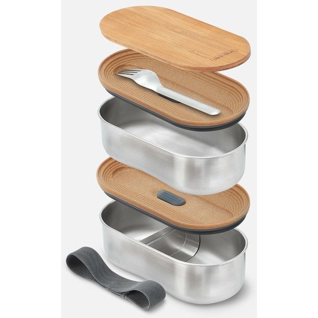 Set of 2 steel lunch boxes, grey