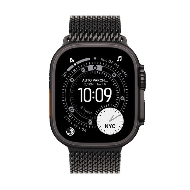 Apple Watch Ultra 3 GPS + Cellular 49mm Black Titanium Case with Black Titanium Milanese Loop - Medium