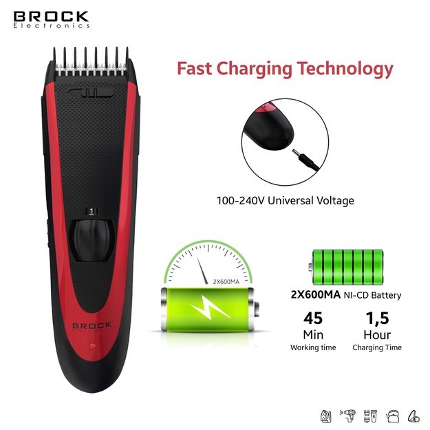 Brock BHC 2001 Hair Clipper, Black/Red