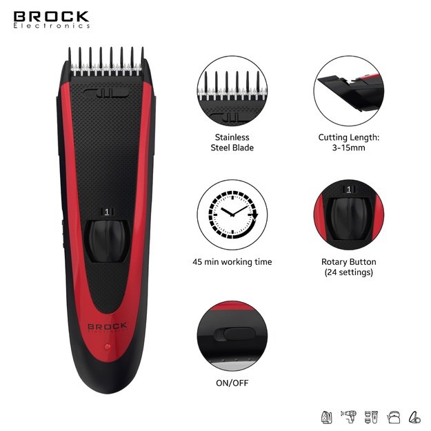 Brock BHC 2001 Hair Clipper, Black/Red