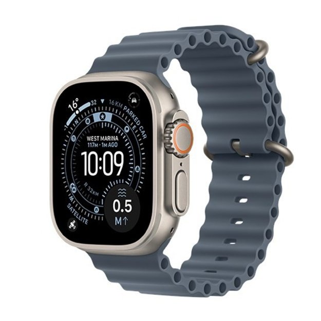 Apple Watch Ultra 3 GPS + Cellular 49mm Natural Titanium Case with Anchor Blue Ocean Band