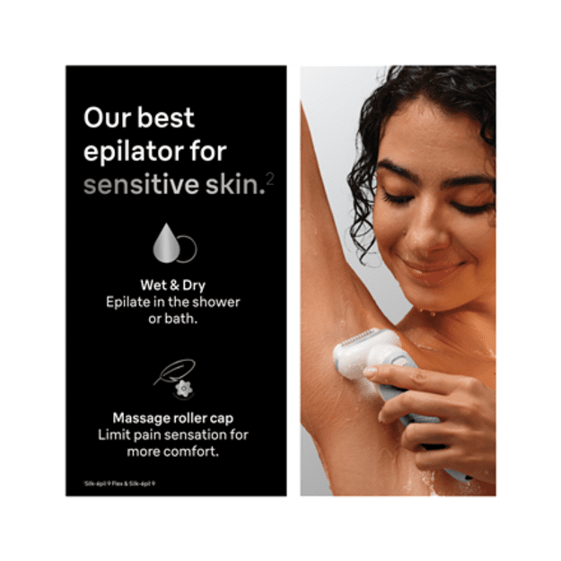 Braun Silk-&eacute;pil 9 SES9-030 Epilator, Wet & Dry, White/Silver
